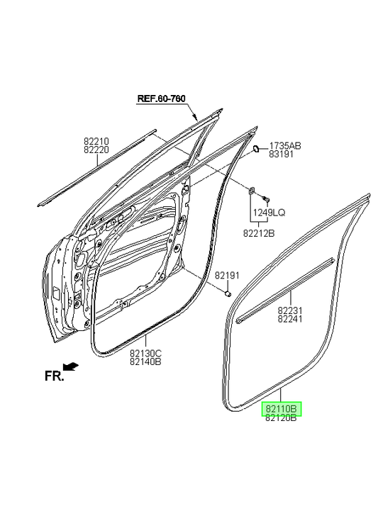 Goma Puerta Del Del. Lh Orig. Para Hyundai Tucson Desde 2015