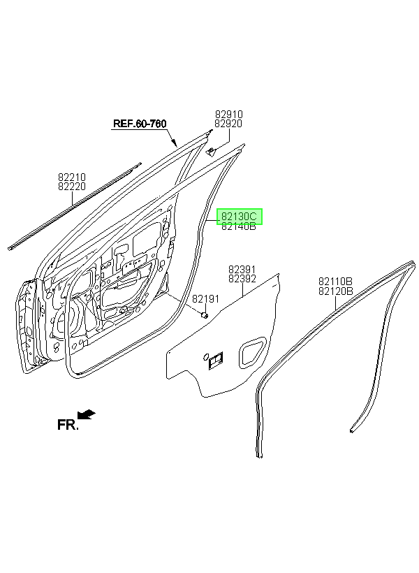Goma Pta Del Del. Lh Orig. Para Hyundai Accent Desde 2011