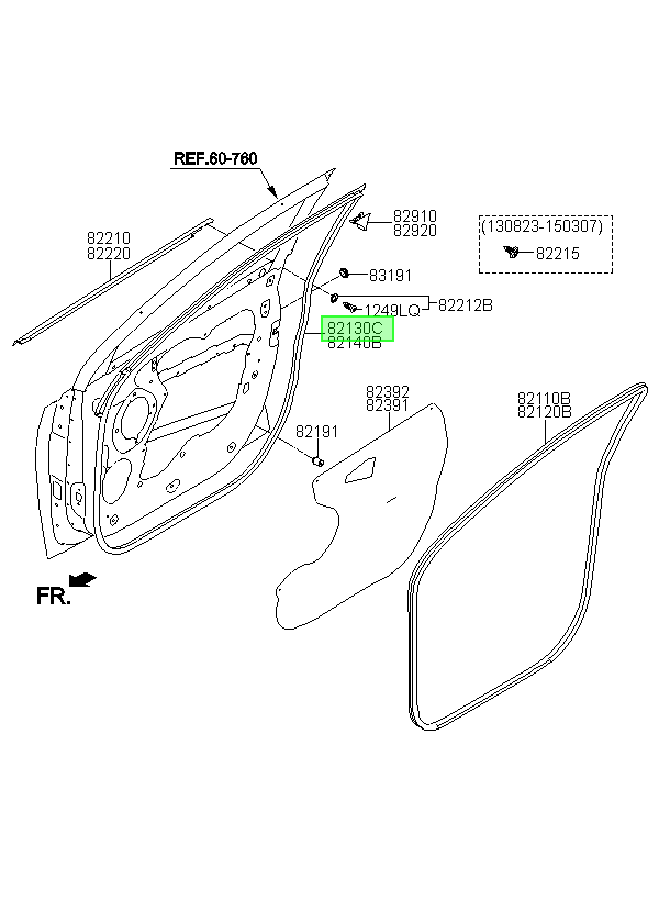 Goma Pta. Lh Orig. Para Hyundai Tucson 2011-2014