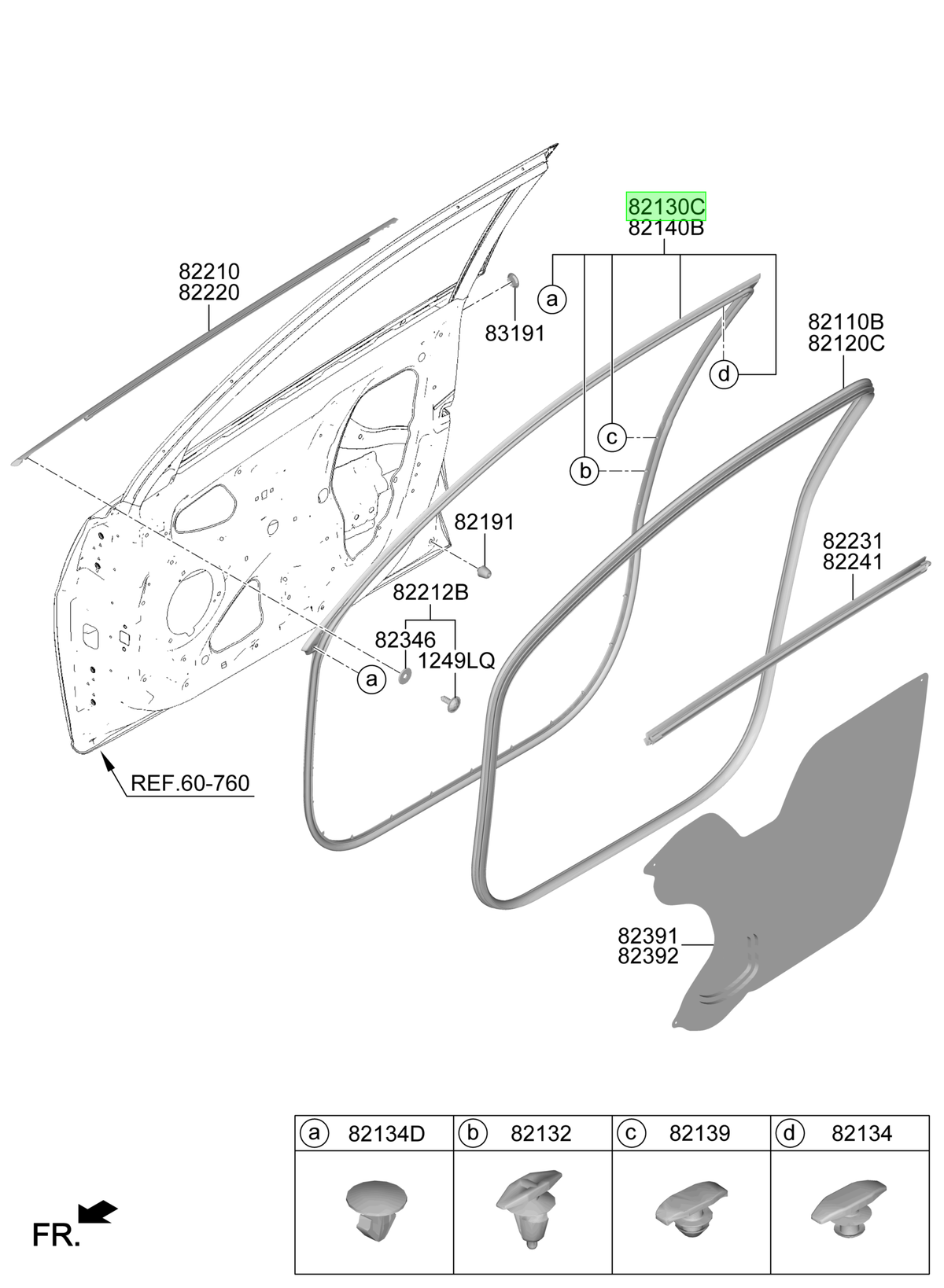Goma Contorno Pta. Del. Izq. Lh Original Para Hyundai Accent