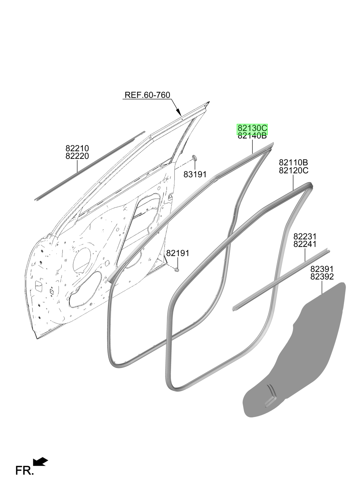 Goma Marco Puerta Lh Original Para Hyundai Creta 2020-2025