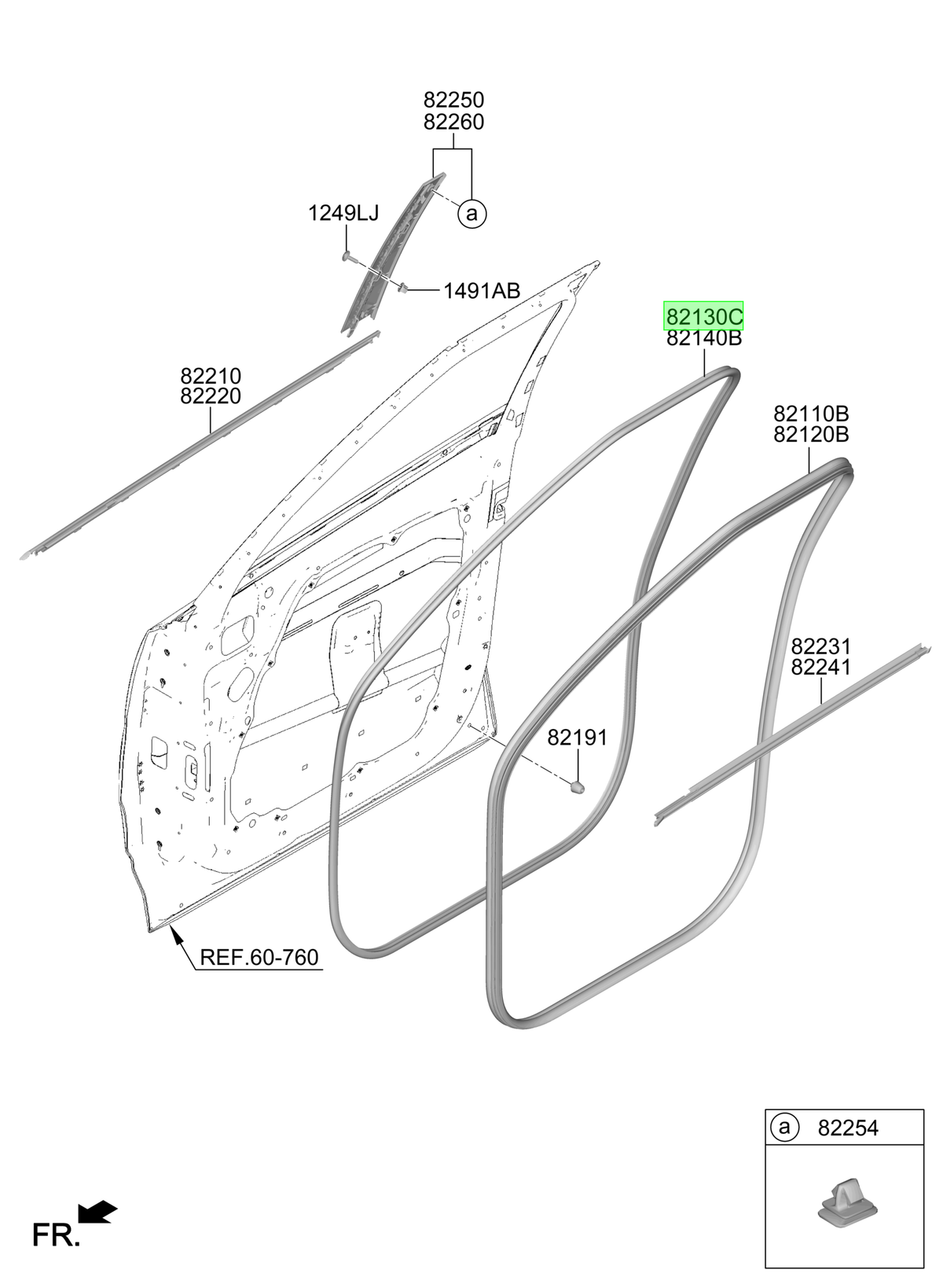 Goma Contorno Pta. Del. Izq. Lh Original Para Hyundai Santa