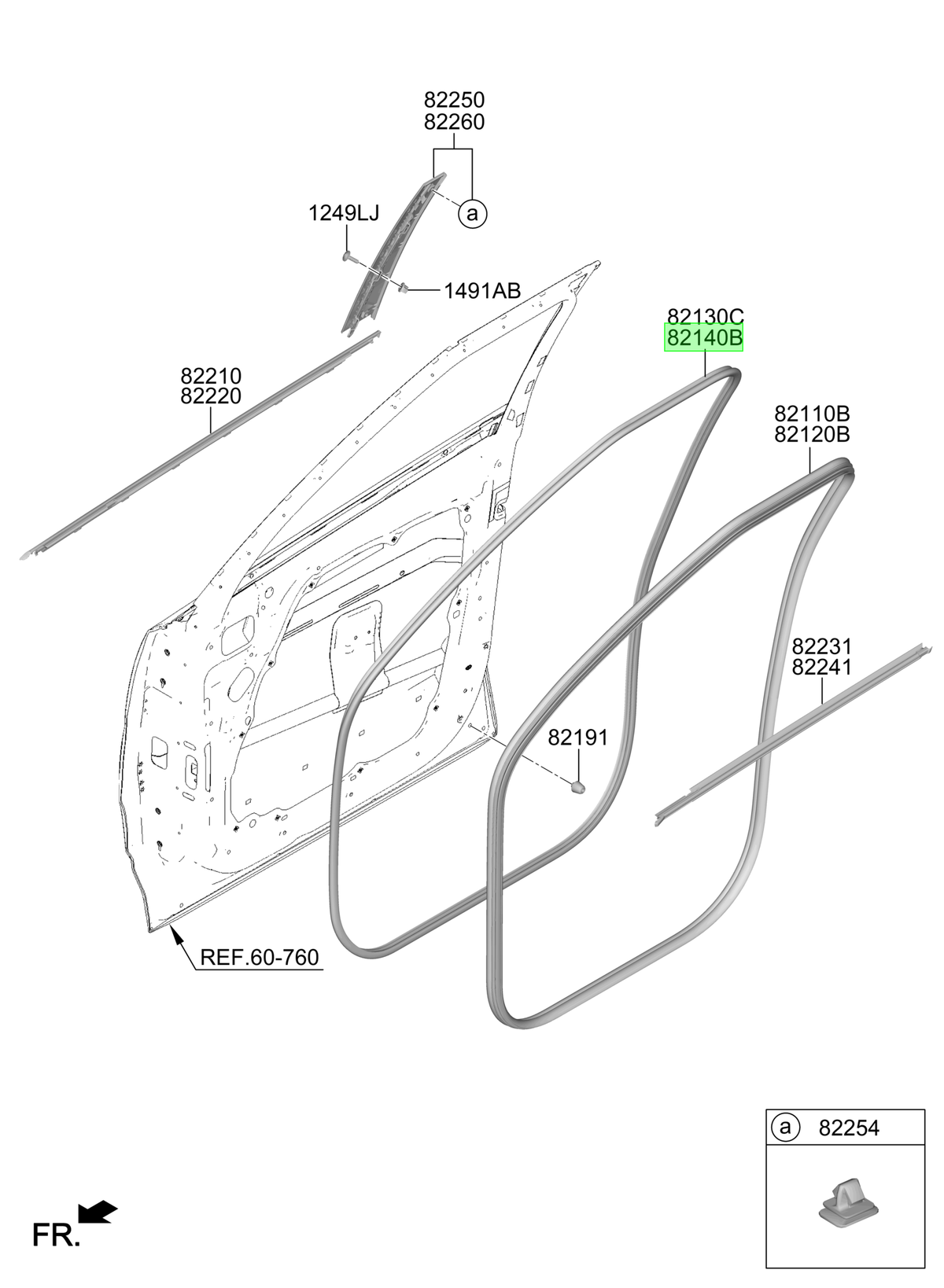 Goma Marco Puerta Rh Orig. Para Hyundai Santa Fe 2023-2025