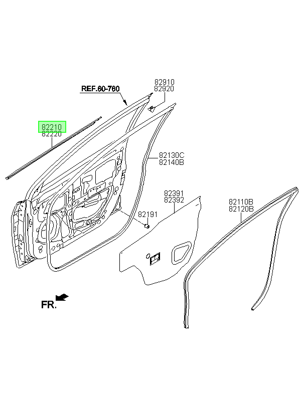 Moldura B/agua Pta Del.lh (o) Para Hyundai Accent 2014-2020 Negro