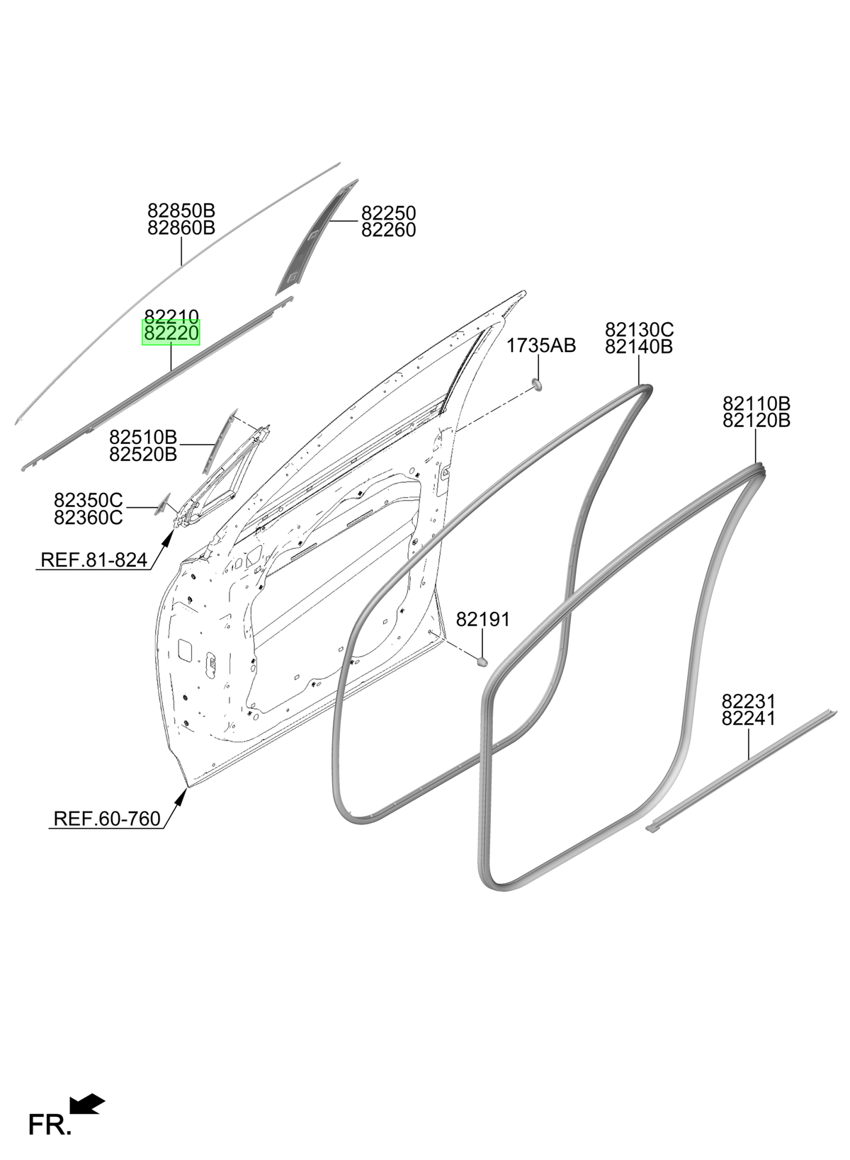 Moldura Exterior Puerta Original Para Hyundai Santa Fe