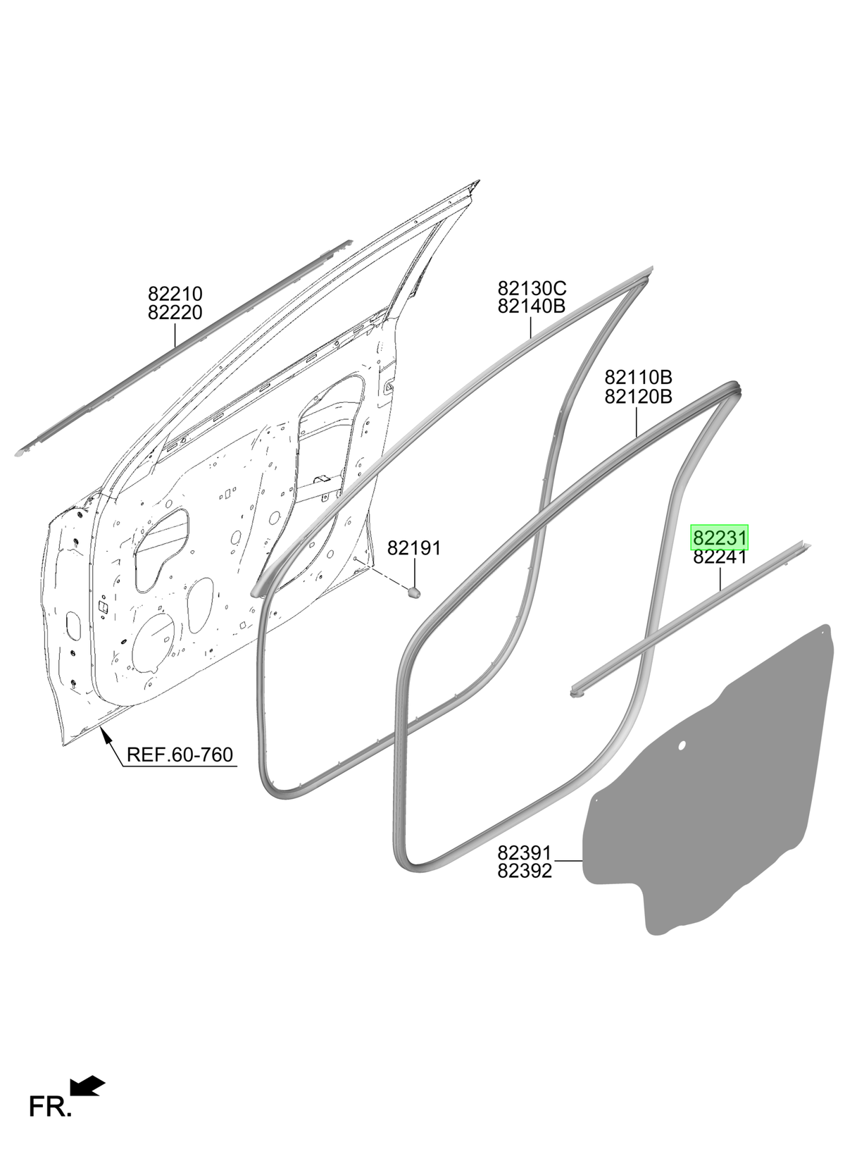 Goma Lamevidrio Lh Original Para Hyundai Kona 2023-2025