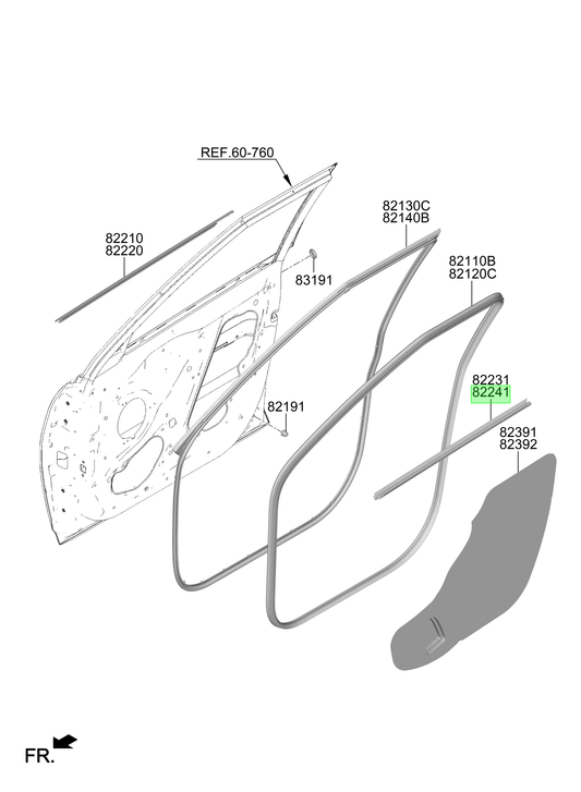 Moldura Interior Puerta Orig. Para Hyundai Creta 2020-2025