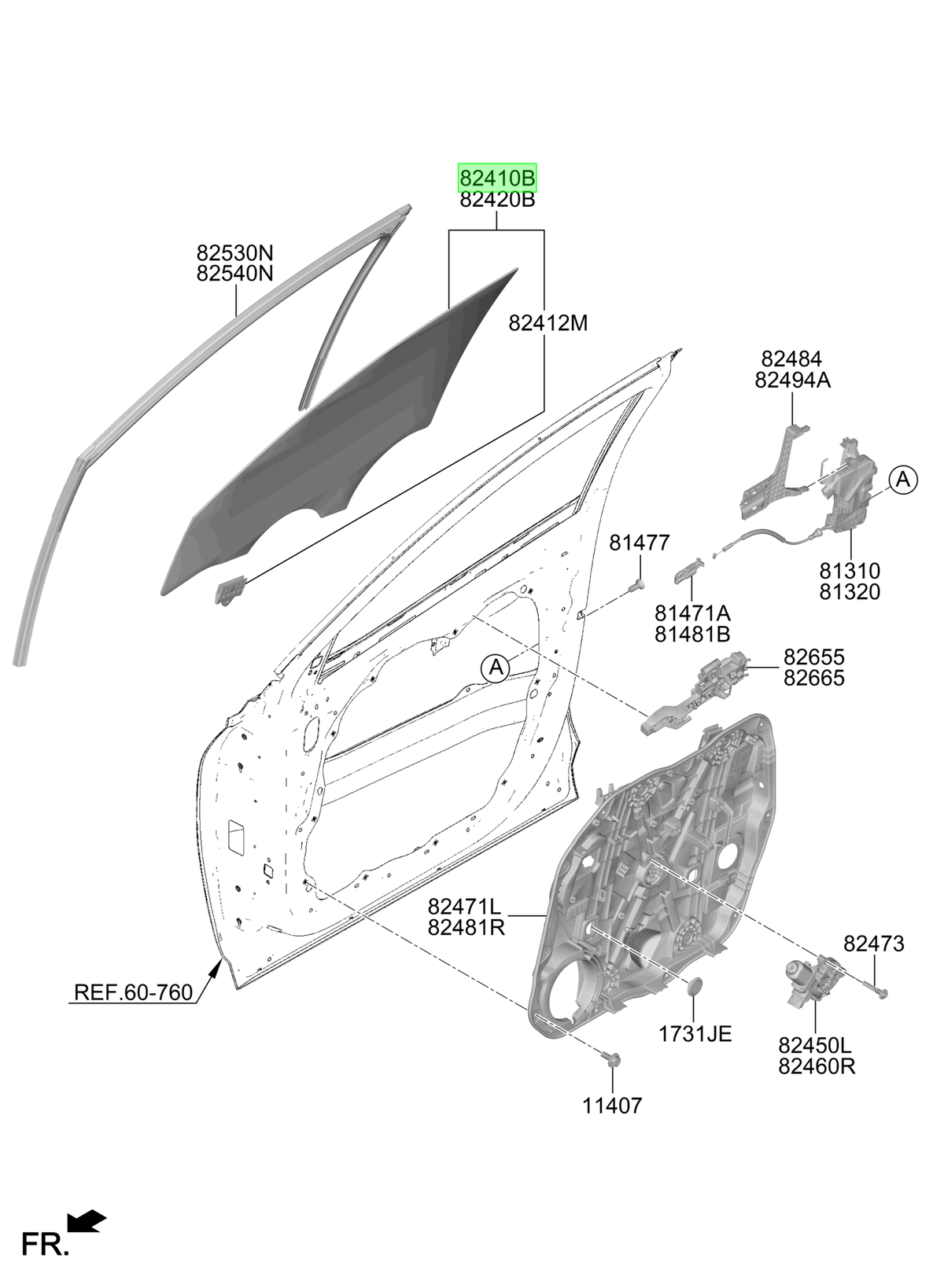 Vidrio Pta. Del. Izq. Lh Orig. Para Hyundai Tucson 2021-2025