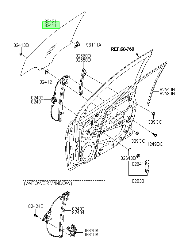 Vidrio Puerta Del. Lh Orig. Para Hyundai I10 2010-2015