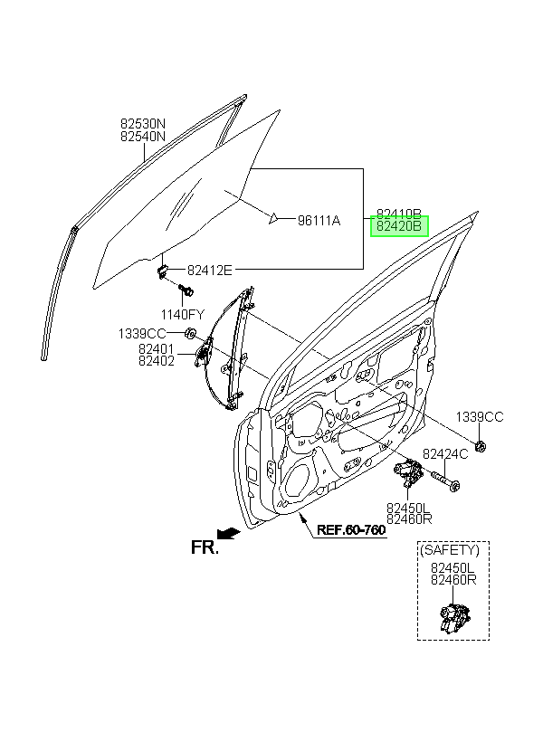 Vidrio Pta. Del. Der. Rh Original Para Hyundai I10 2013-2024