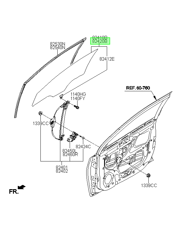 Vidrio Pta. Del. Der. Rh Original Para Kia Rio 2000-2025