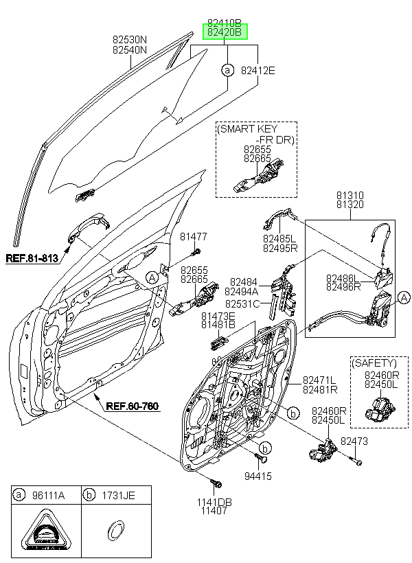 Vidrio Puerta Del. Rh Orig. Para Hyundai Tucson Desde 2015