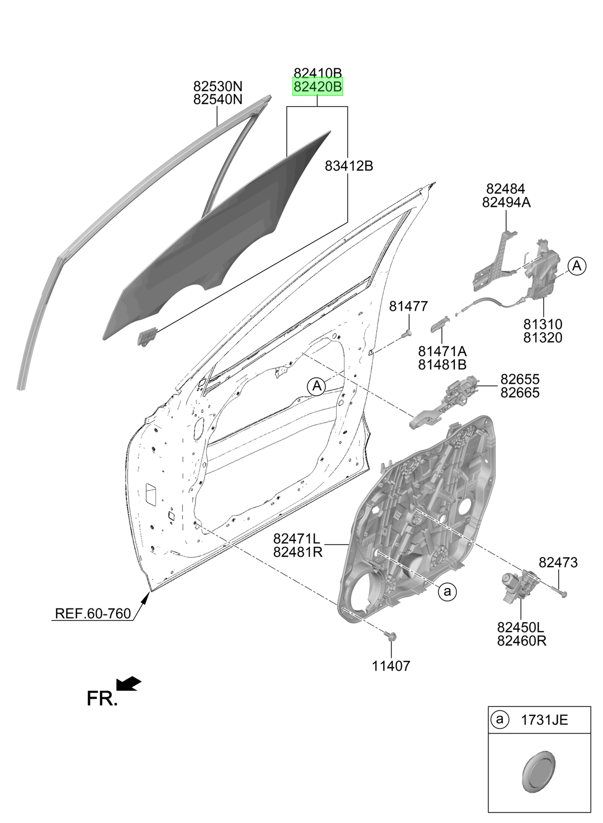 Vidrio Pta. Del. Der. Rh Orig. Para Hyundai Tucson 2021-2025