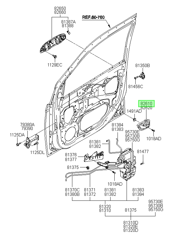 Manilla Pta Int /bj Lh Int Orig. Para Hyundai Getz 2003-2011