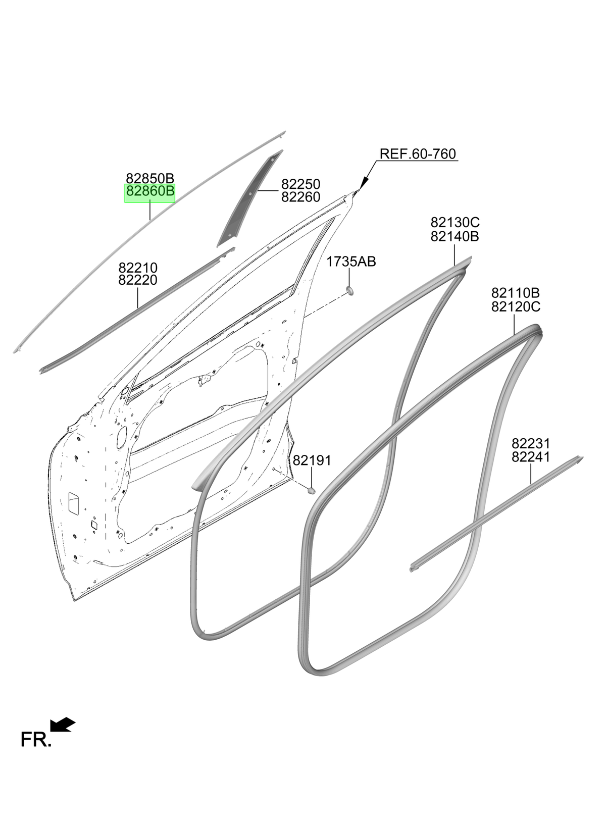 Moldura Sup. Pta. Del. Rh Original Para Hyundai Tucson