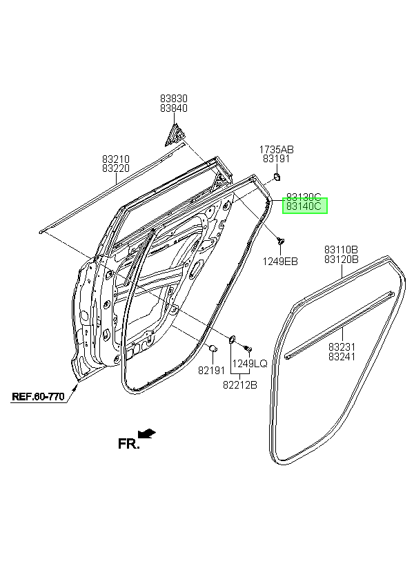 Goma Puerta Tra Rh Orig. Para Hyundai Tucson Desde 2015