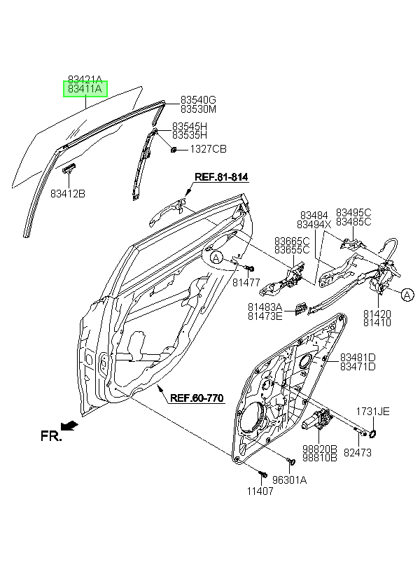 Vidrio Puerta Tras. Lh Orig. Para Hyundai Elantra 2011-2015