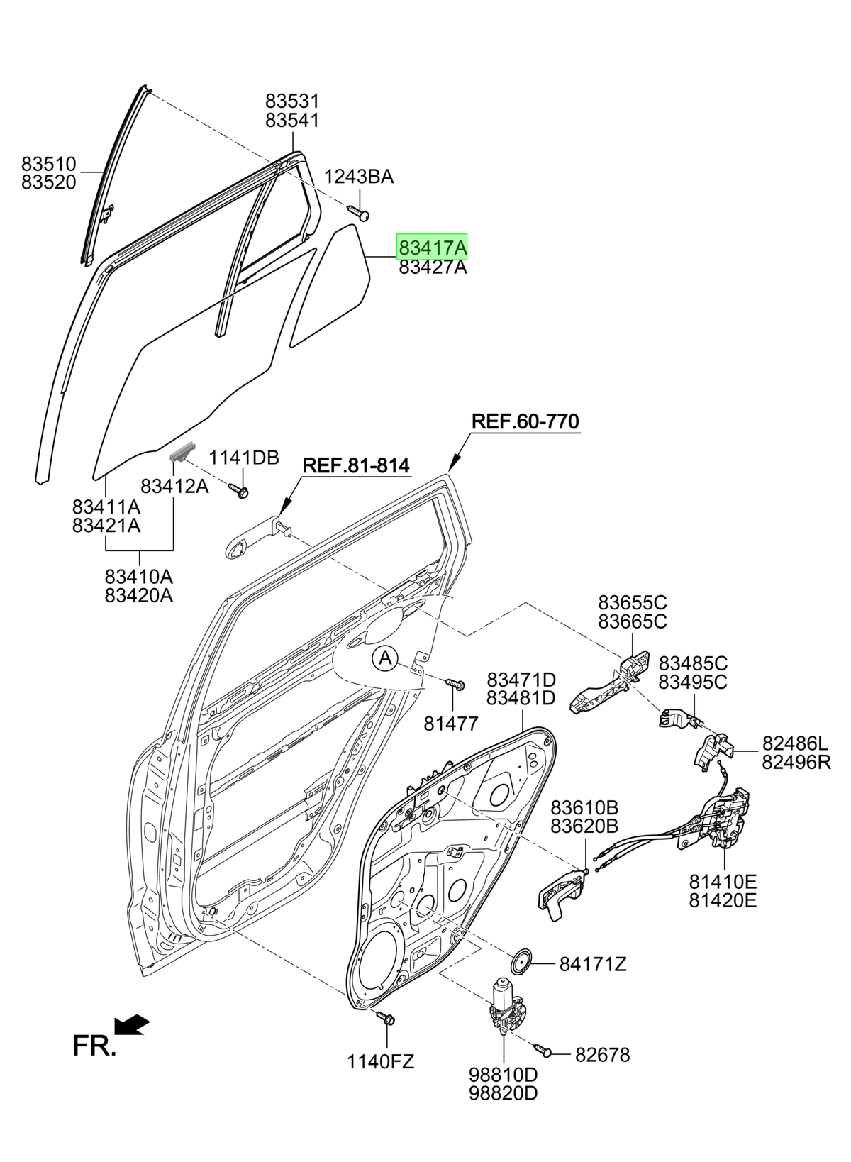 Vidrio Fijo Tras. Izq. Orig. Para Hyundai Santa Fe 2005-2013