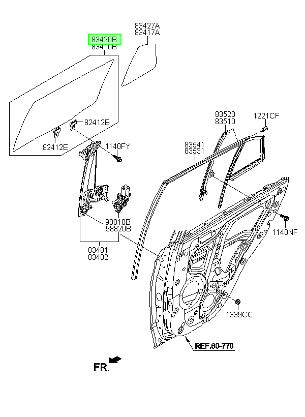 Vidrio Puerta Tras. Rh Orig. Para Hyundai Creta Desde 2016