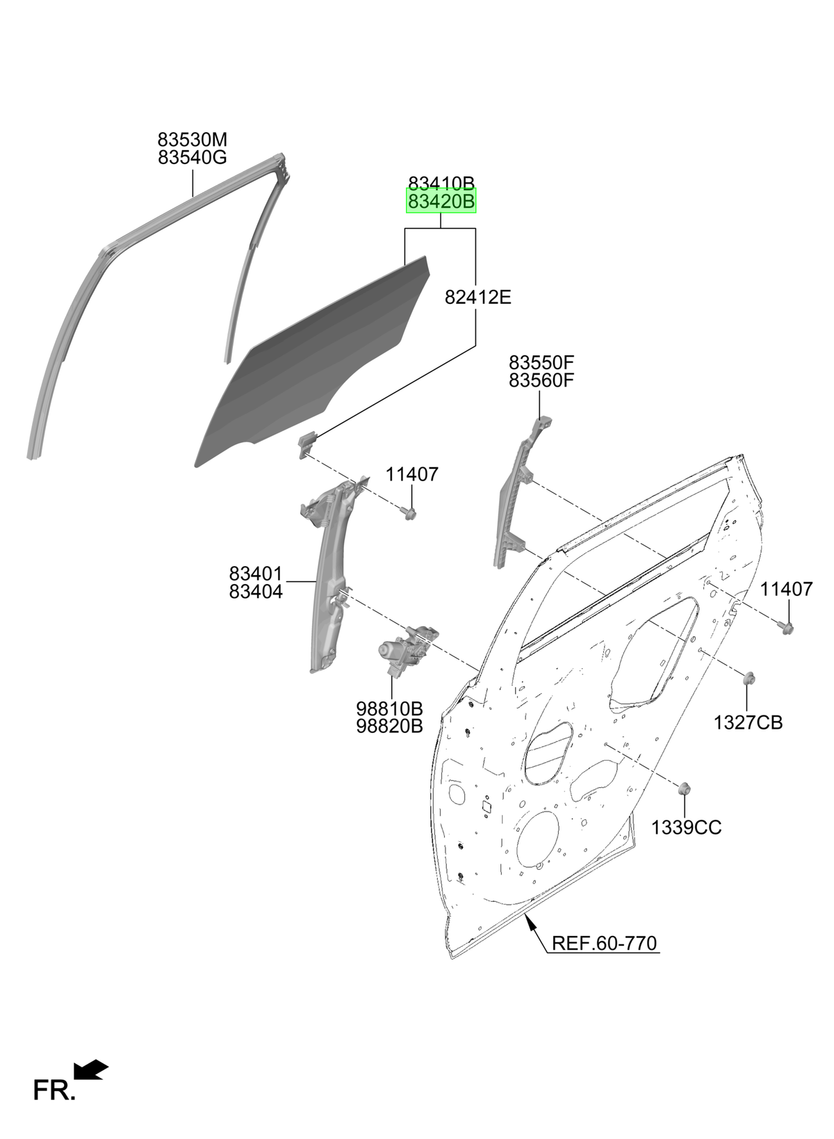 Vidrio Pta. Tras. Der. Orig. Para Hyundai Tucson 2020-2025