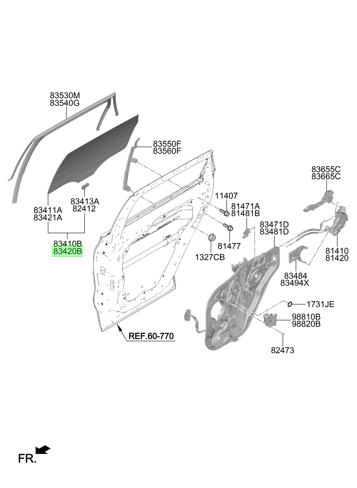 Vidrio Puerta Rh Orig. Para Hyundai Santa Fe Desde 2018