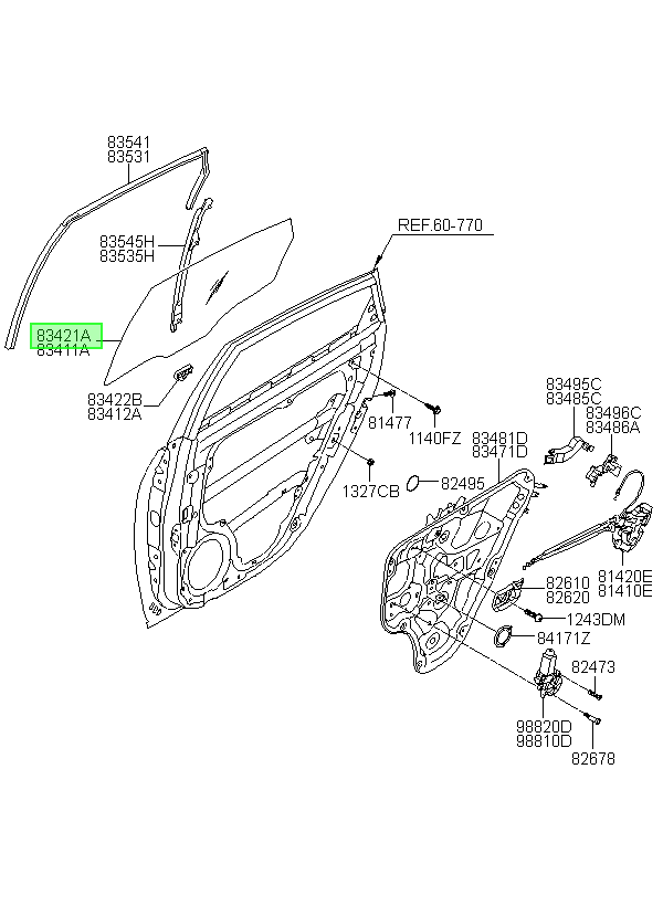 Vidrio Pta. Tras. Der. Orig. Para Hyundai Elantra 2006-2015