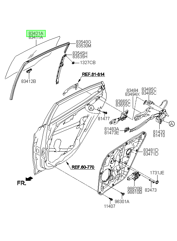 Vidrio Puerta Tras. Rh Orig. Para Hyundai Elantra 2011-2015