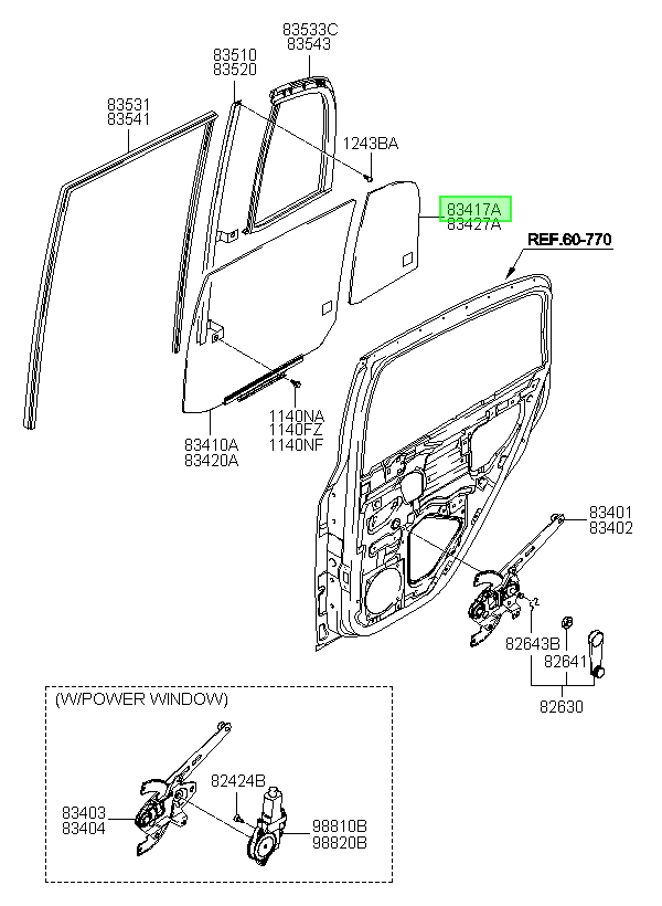 Vidrio Fijo Tras. Izq. Original Para Hyundai Getz 2002-2011