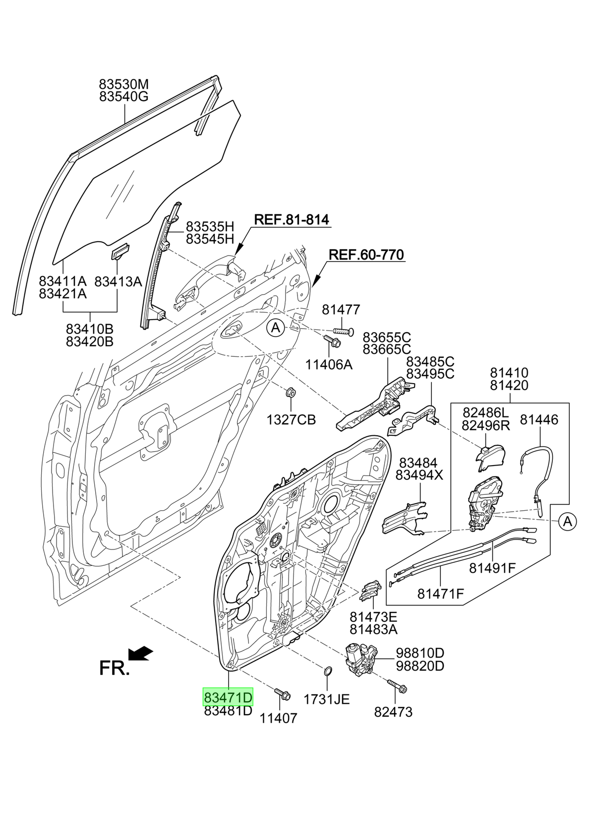 Puerta Tras. Izq. Lh Orig. Para Hyundai Santa Fe 2013-2019