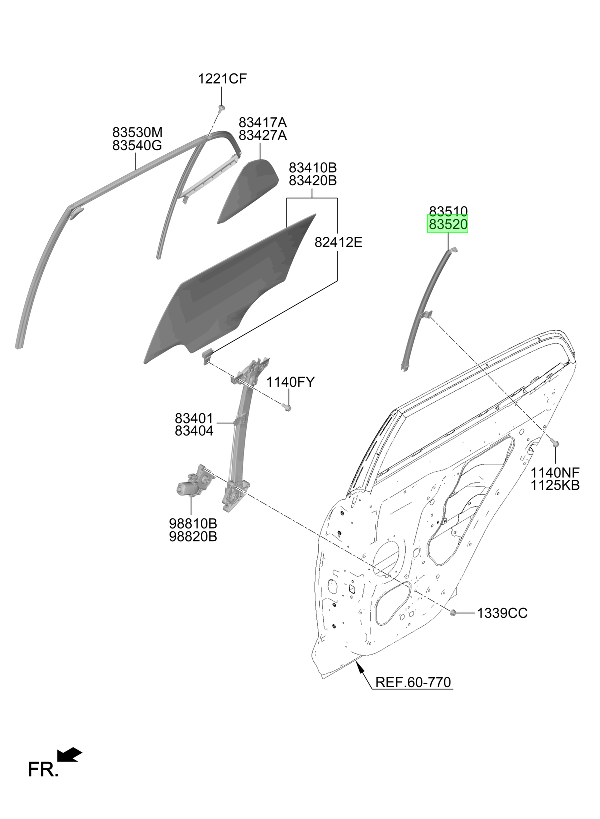 Riel Vidrio Tras. Der. Rh Original Para Kia Rio 2000-2025