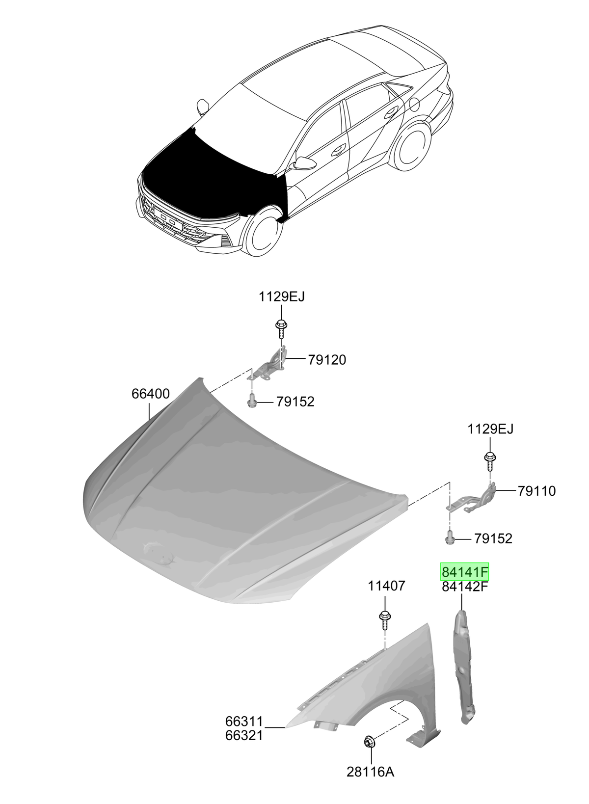 Tapabarro Del. Izq. Lh Orig. Para Hyundai Accent 2023-2025