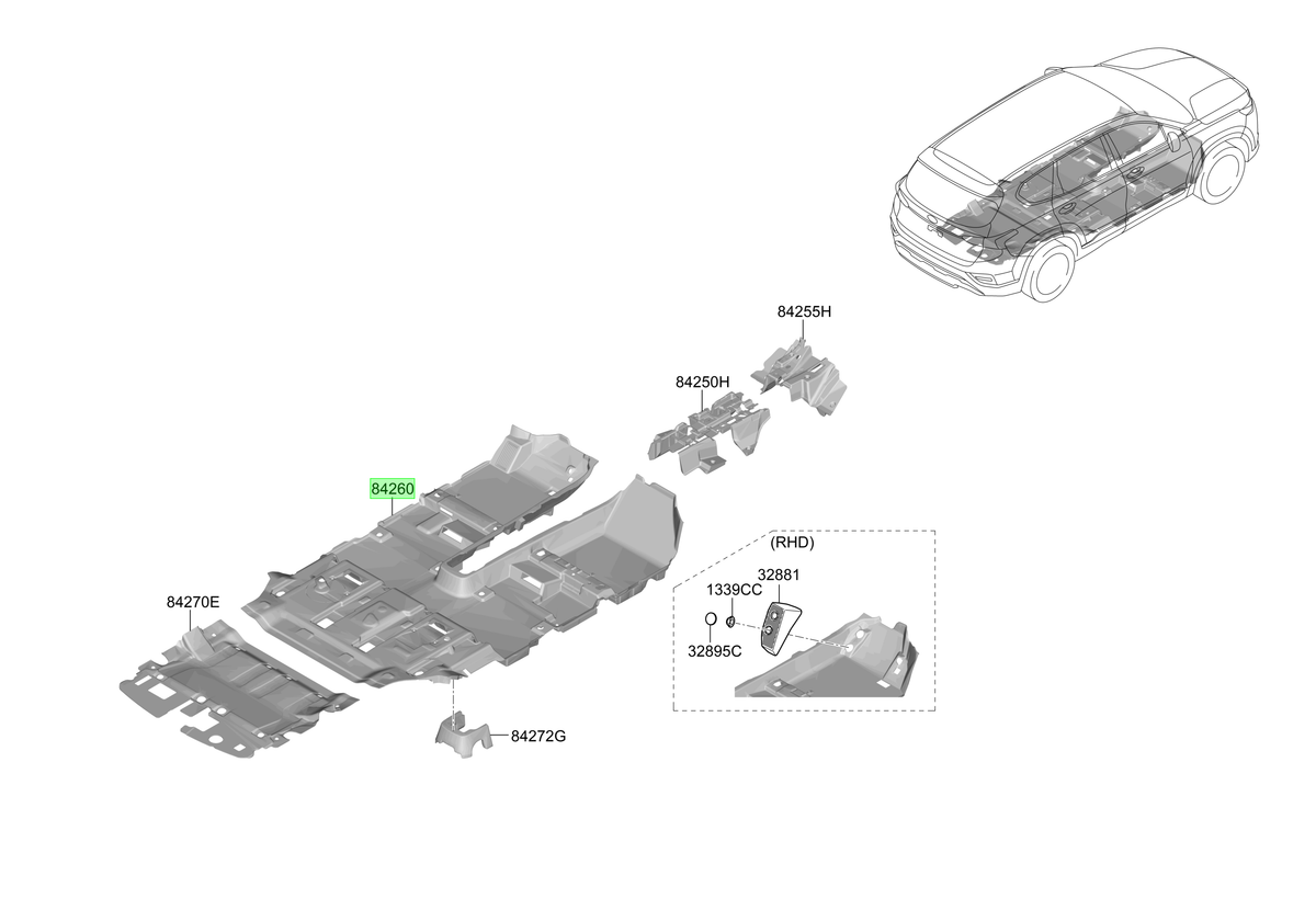 Alfombra Piso Original Para Hyundai Santa Fe 2018-2021