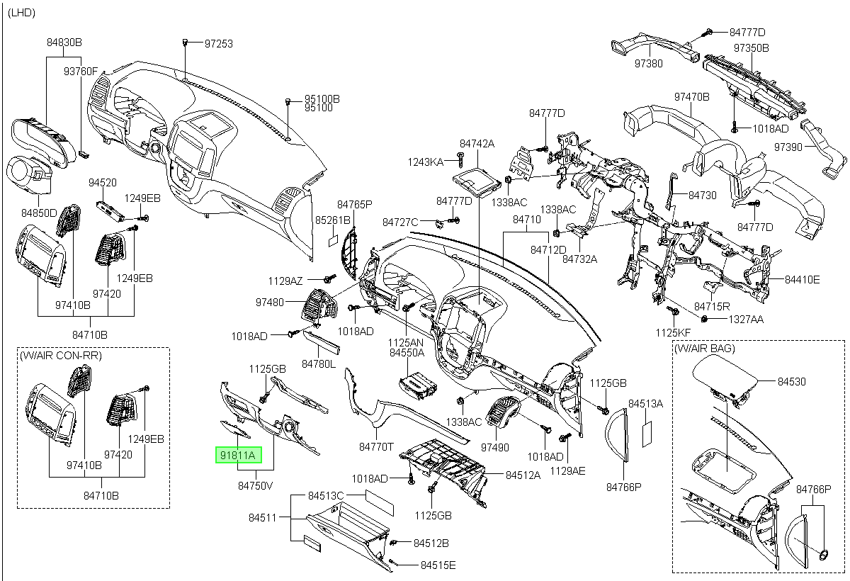 Tapa Interior Original Para Hyundai Santa Fe 2005-2010