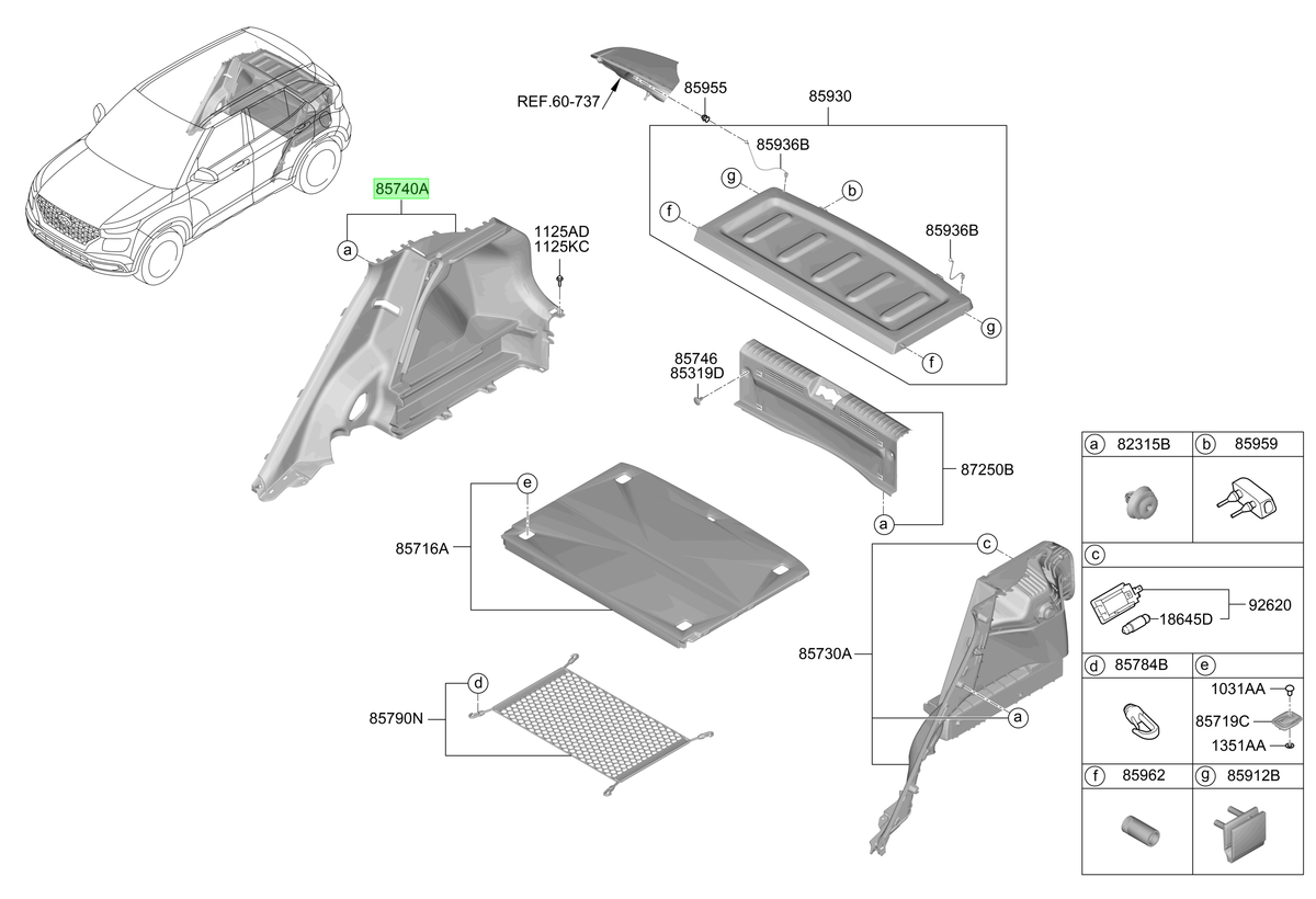 Tapiz Costado Der. Rh Orig. Para Hyundai Venue Desde 2019