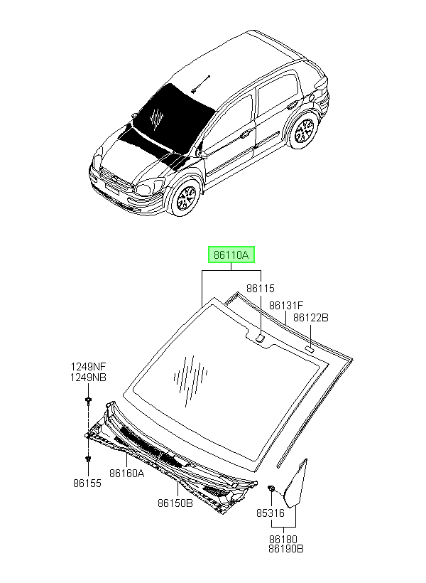 Parabrisas Blanco / Getz Orig. Para Hyundai 2003-2011