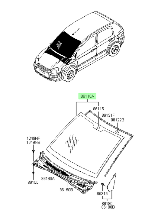 Parabrisas Blanco / Getz Orig. Para Hyundai 2003-2011