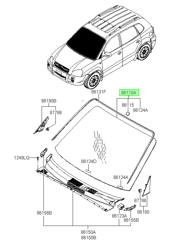Parabrisas Tinteado /bh Orig. Para Hyundai Tucson 2005-2010