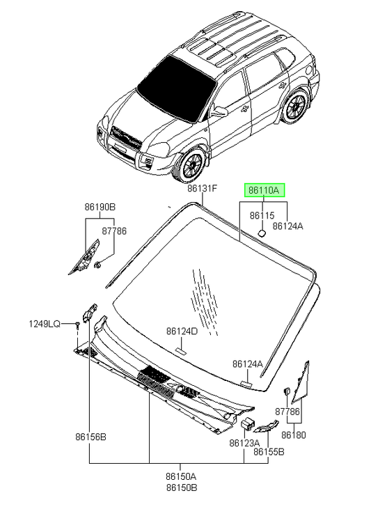 Parabrisas Tinteado /bh Orig. Para Hyundai Tucson 2005-2010