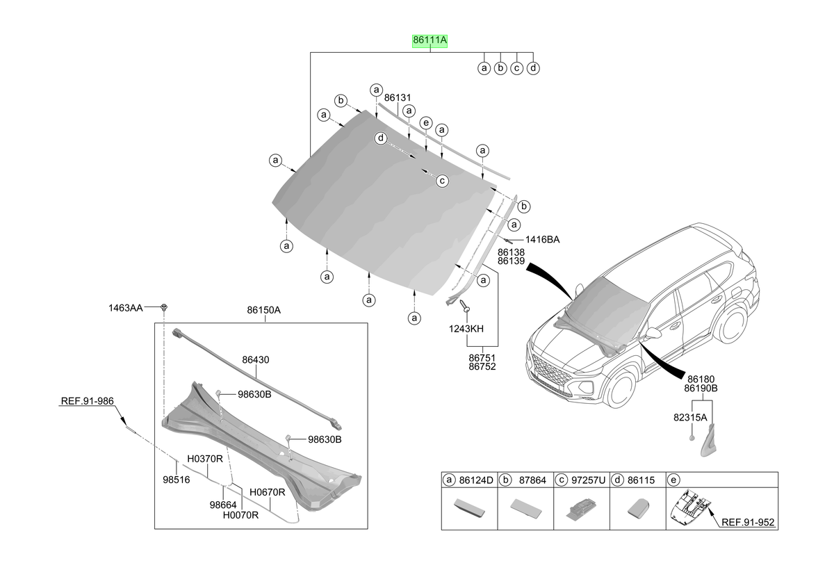 Cristal Parabrisas Orig. Para Hyundai Santa Fe Desde 2018