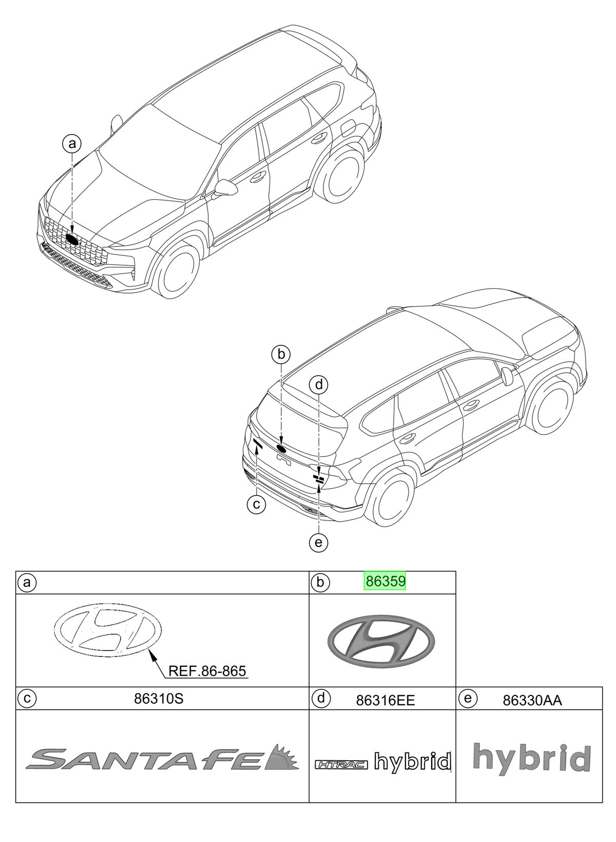 Logo Original Para Hyundai Santa Fe 2020-2025