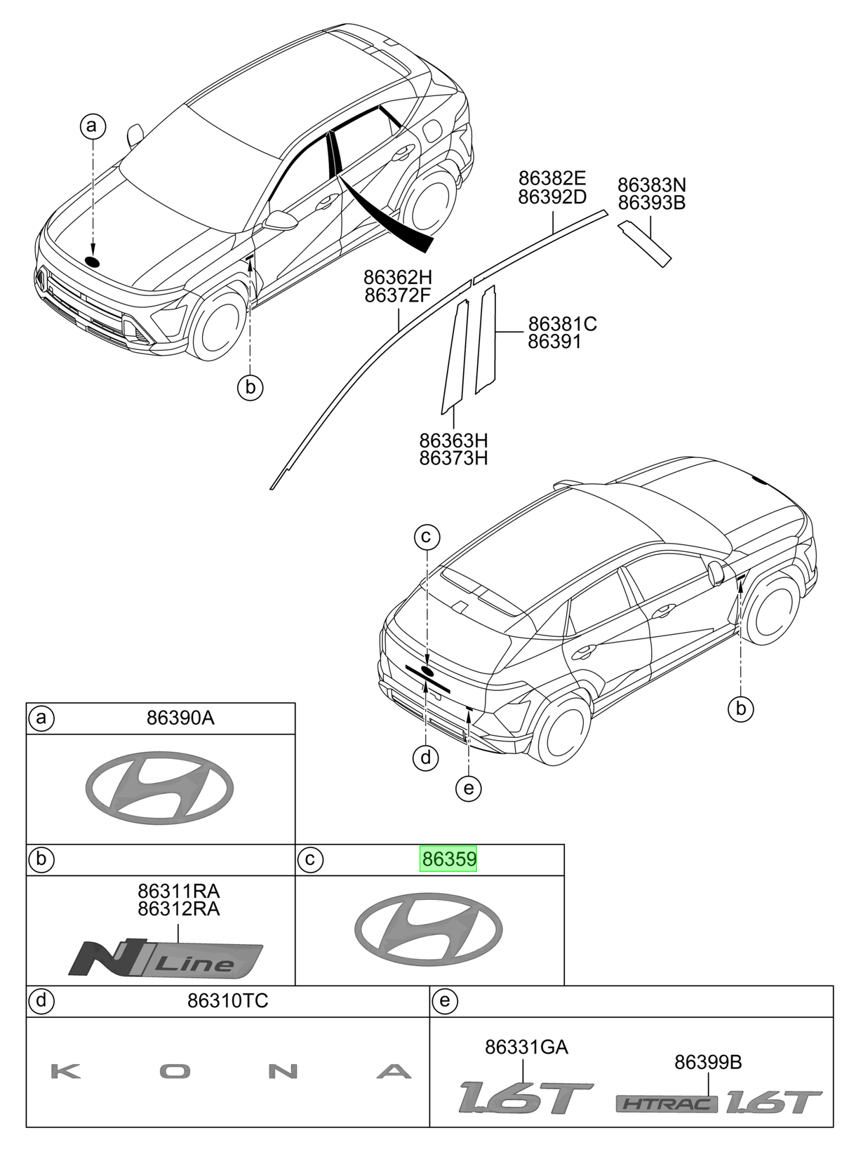 Emblema Tras. Original Para Hyundai Kona 2023-2025