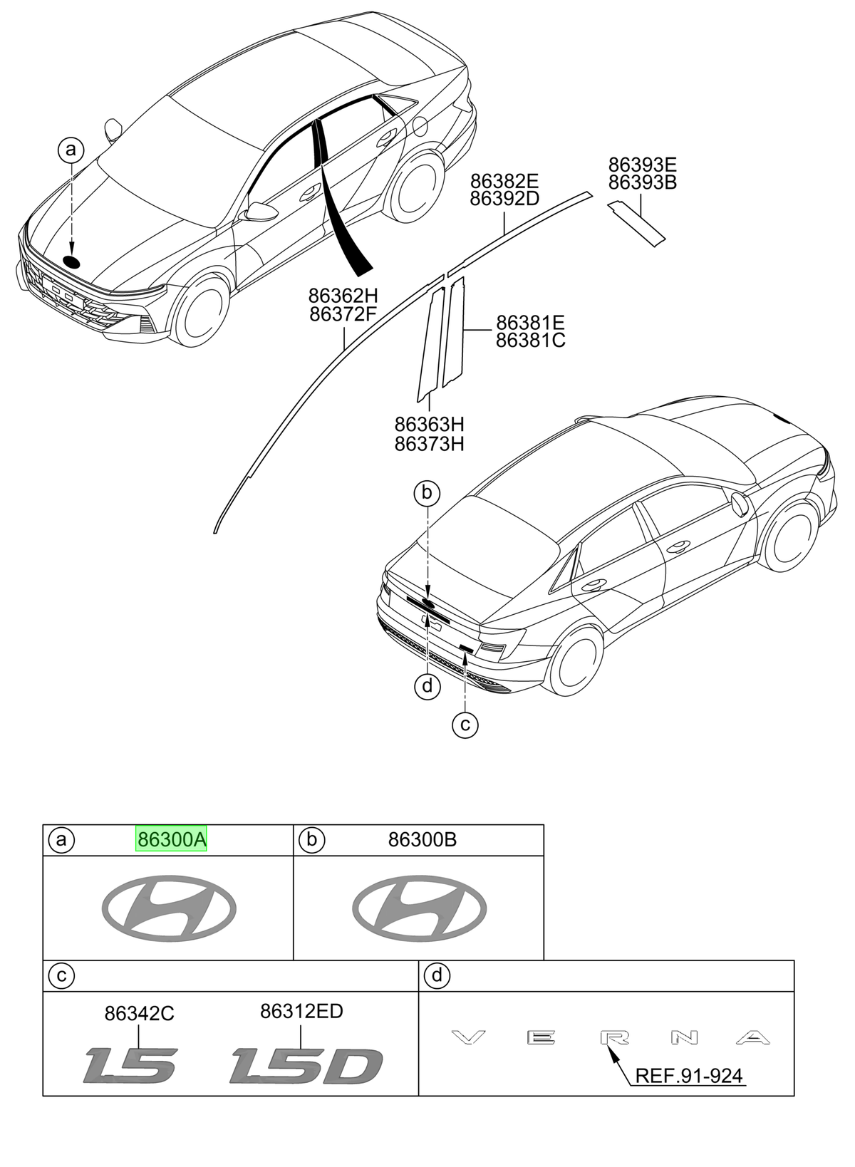 Emblema Del. Original Para Hyundai Accent 2023-2025