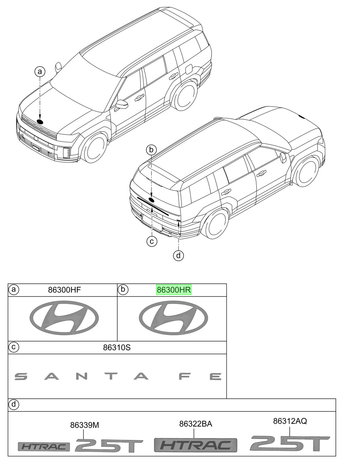 Emblema Tras. Original Para Hyundai Santa Fe 2023-2025