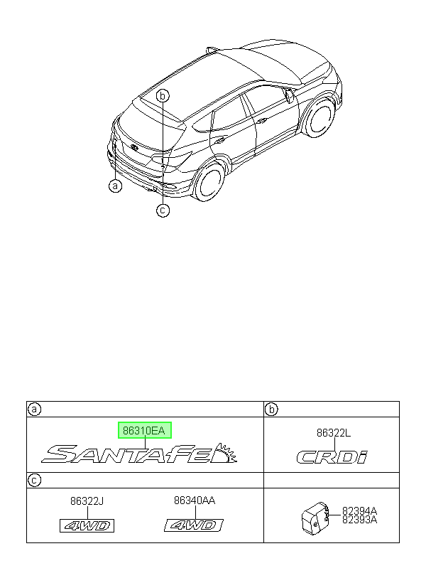 Emblema Original Para Hyundai Santa Fe 2012-2020
