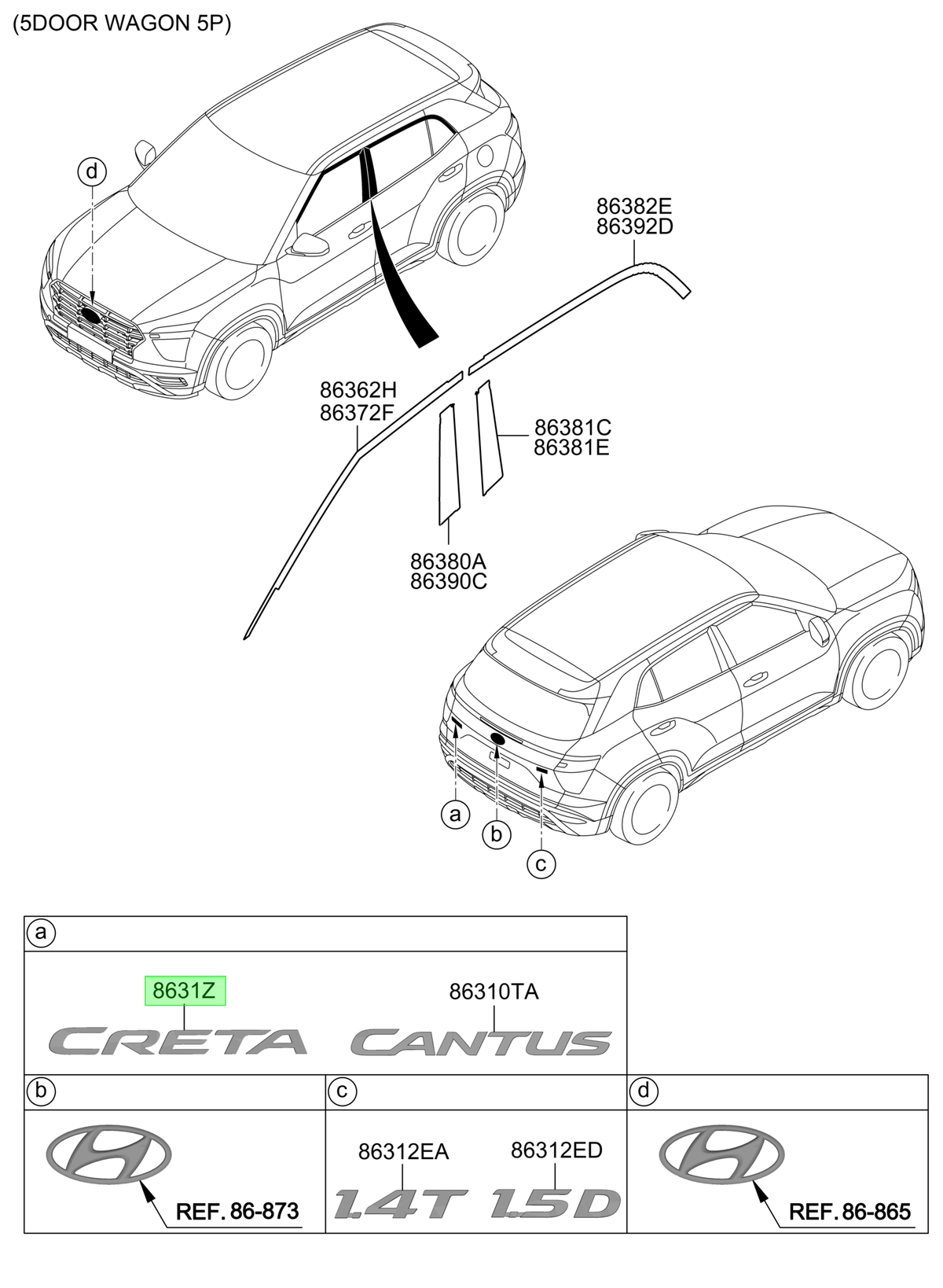 Emblema Original Para Hyundai Creta 2020-2025 Gris