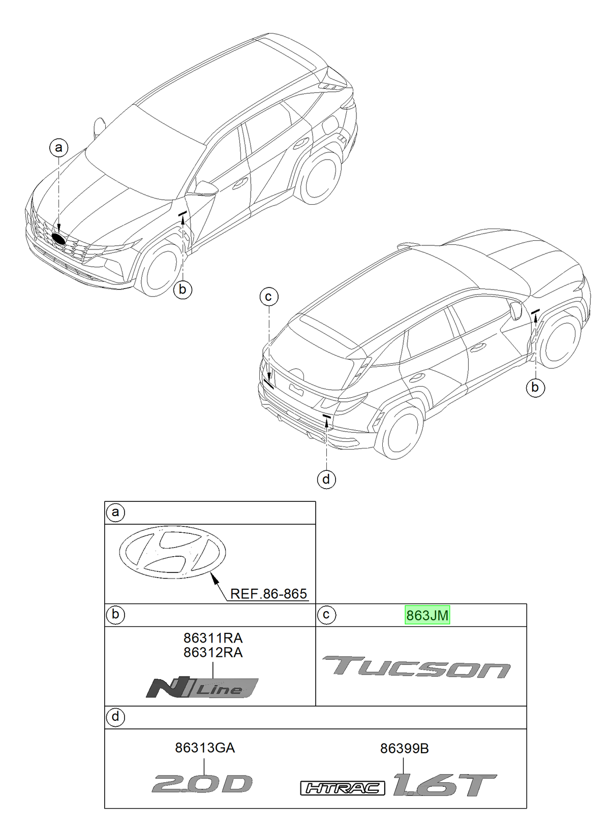 Emblema Original Para Hyundai Tucson 2022-2025