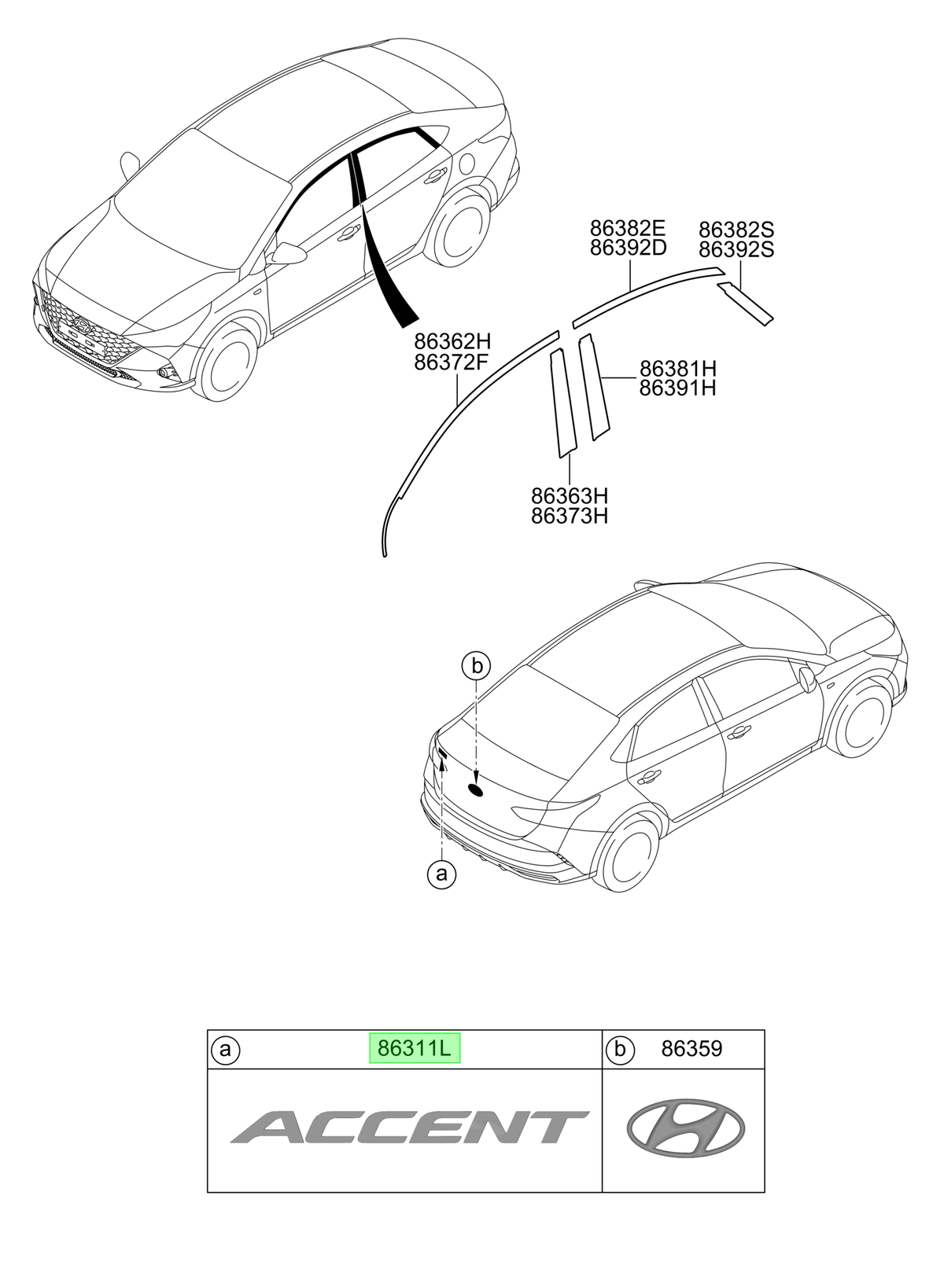 Emblema Original Para Hyundai Accent 2020-2024