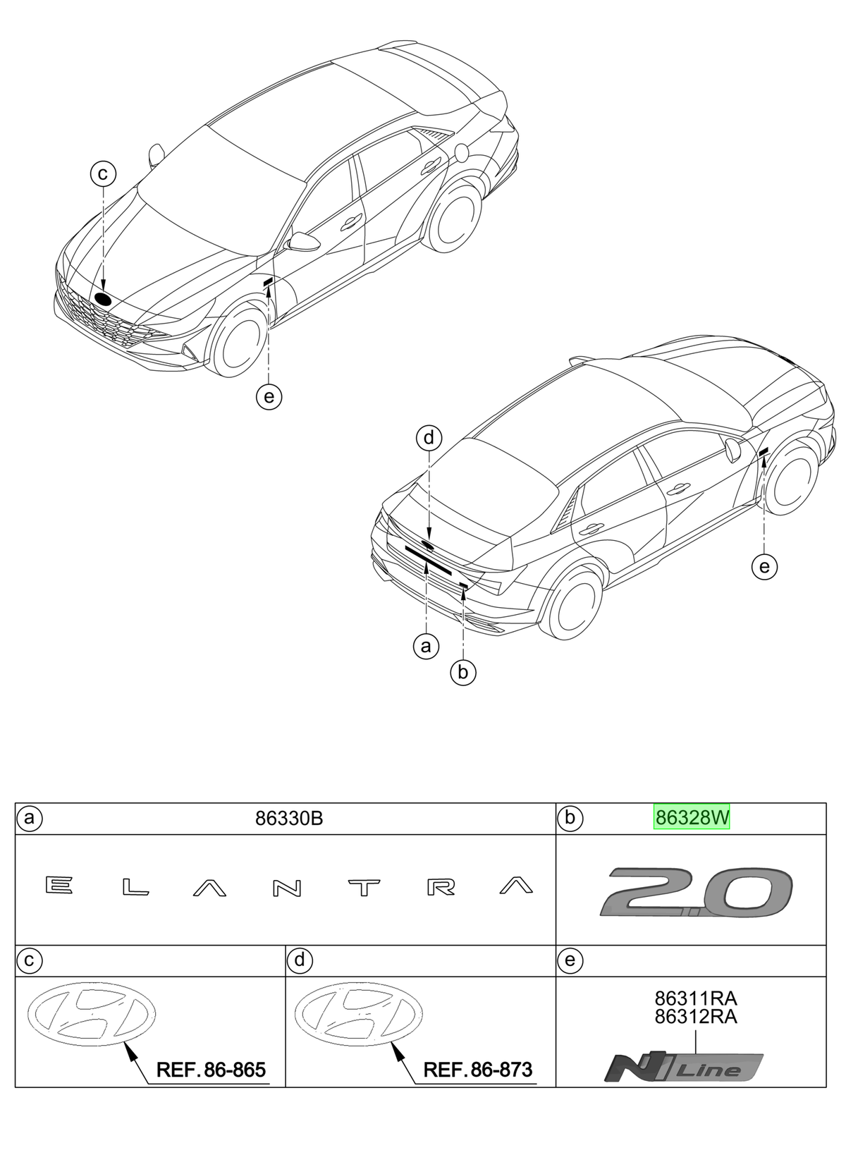 Emblema Original Para Hyundai Elantra 2020-2025