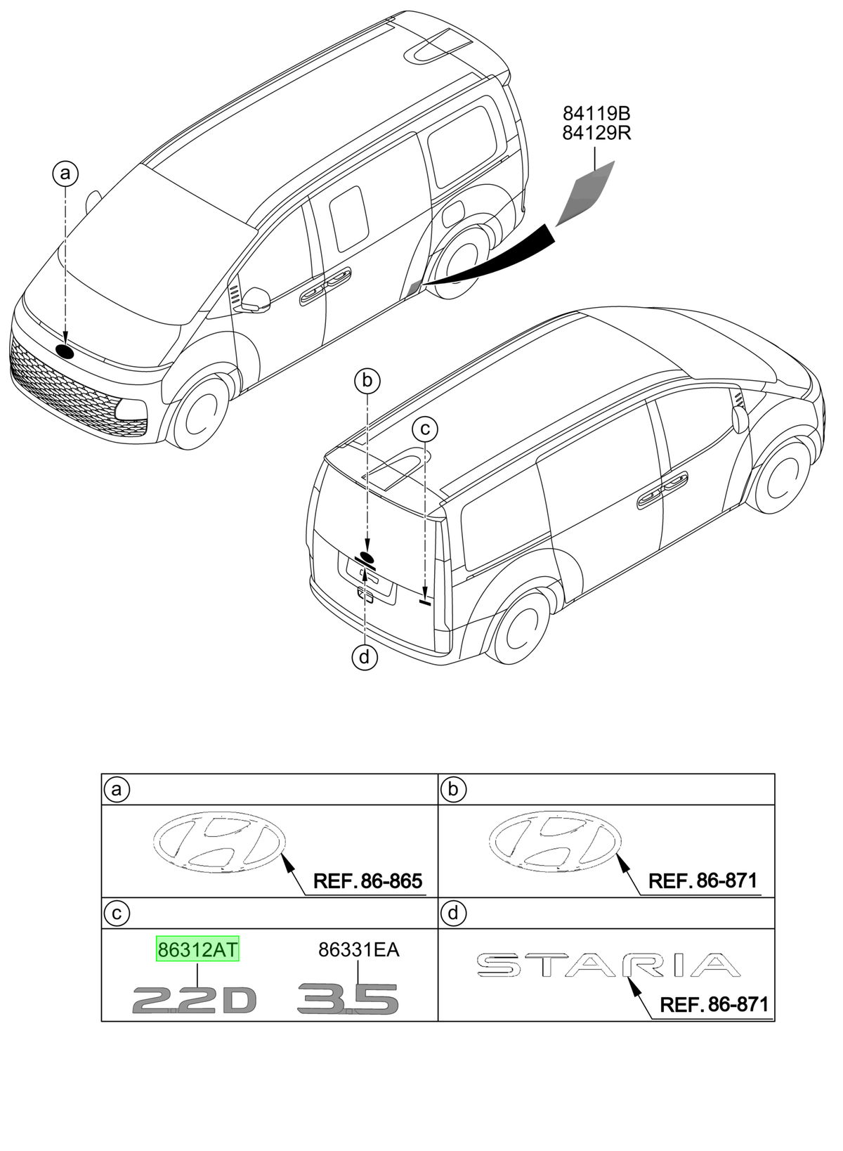 Logo Original Para Hyundai Staria 2021-2025