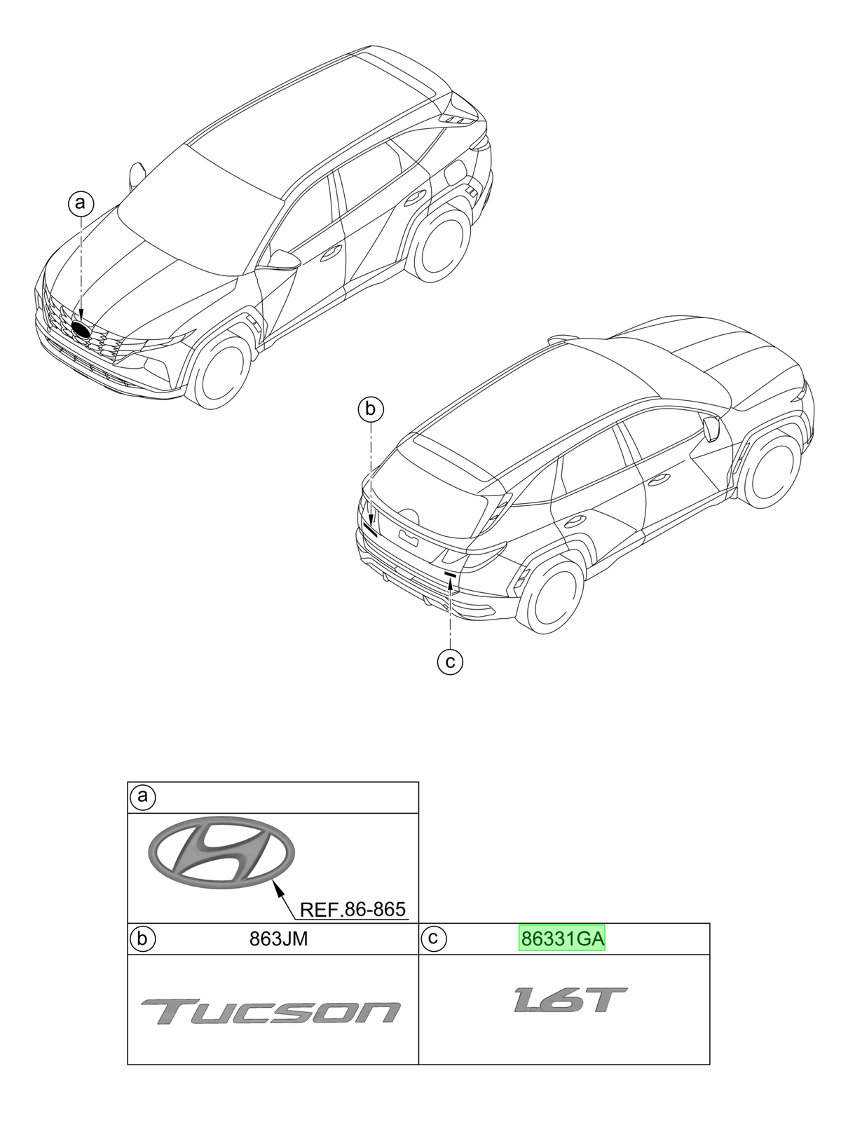 Emblema Original Para Hyundai Tucson 2020-2025